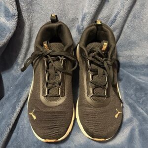 Puma Men's Black Sneakers with Gold Highlights